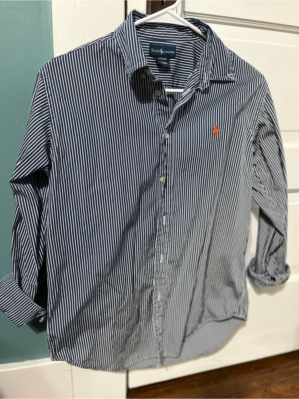 Ralph Lauren Men’s Navy & White Striped Button-Down Shirt